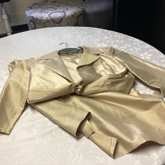 Talbots pure silk dress jacket Set SIZE 16 GOLD. MOTHER OF THE BRIDE ?EVENING ? - Picture 7 of 10
